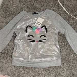 Zunie Gray and Silver Sequin Cat Hoodie